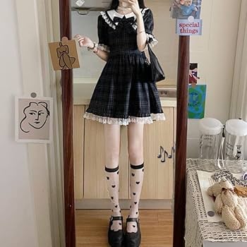 Amazon.co.jp: ワンピース チェック柄 ミニ ロリータ ゴスロリ